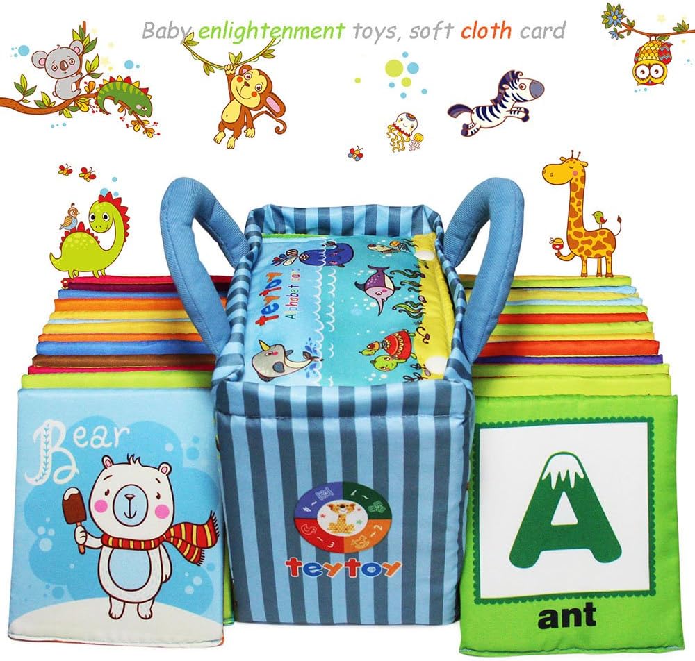 TEYTOY Baby Toy Zoo Series 26pcs Soft Alphabet Cards with Cloth Bag for Over 0 Years