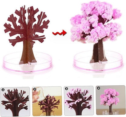 Mini Crystal Growing Kit with Cherry Blossom Tree, Paper Tree Desk Decor for Kids(Style 2)