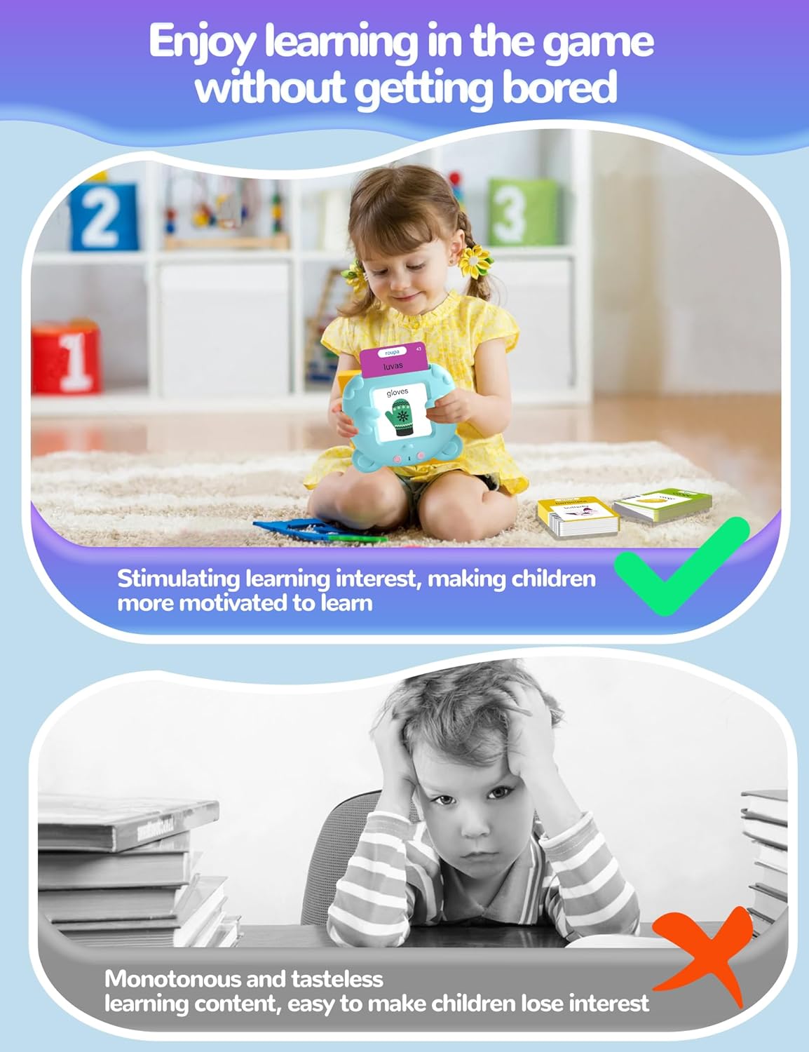 Spanish & English Talking Flash Cards for Toddlers, 510 Sight Words Bilingual Learning Toys for Children, Autism Pocket Speech Therapy Toys, Español Vocabulary Educational Flashcards
