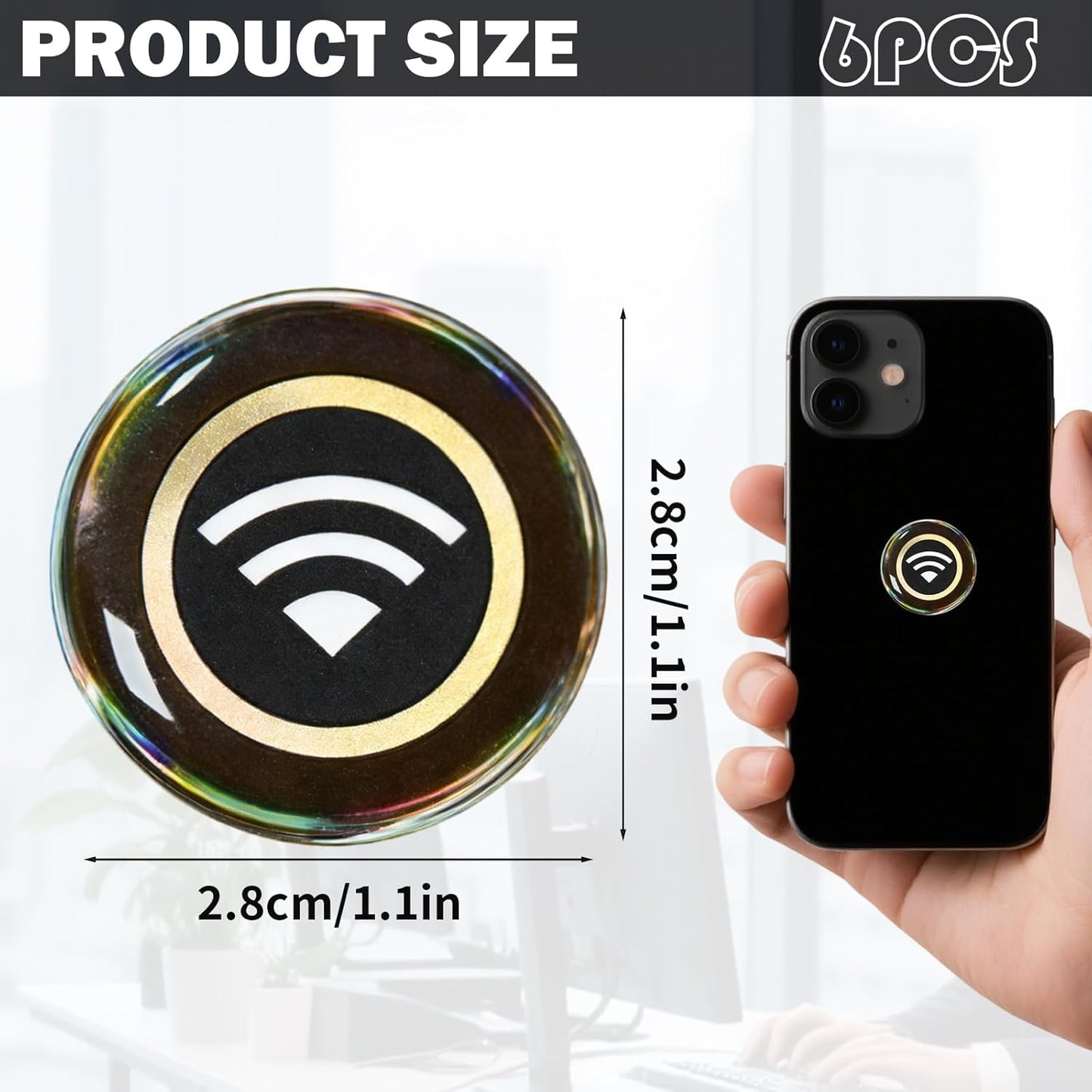 12 Pcs Emf Blocker for Cell Phone,Radiation Blocker for Cell Phone,Emf Stickers,A Practical Gift for Tech Lovers for Smart Phones/Laptops Electronic Devices Blockers(WiFi Signal Pattern)