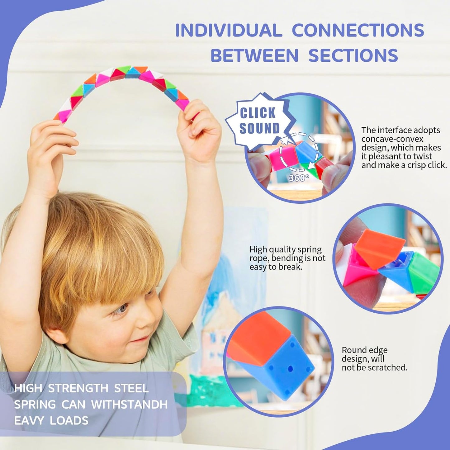 Mini Fidget Snake Cube Toys 30PCS Party Favors Bulk-Goodie Bag Stocking Stuffers for Kids, Treasure Box Toys for Classroom Reward, Quiet Sensory Travel Toy for Ages 4-8, Gift for Kids Birthday