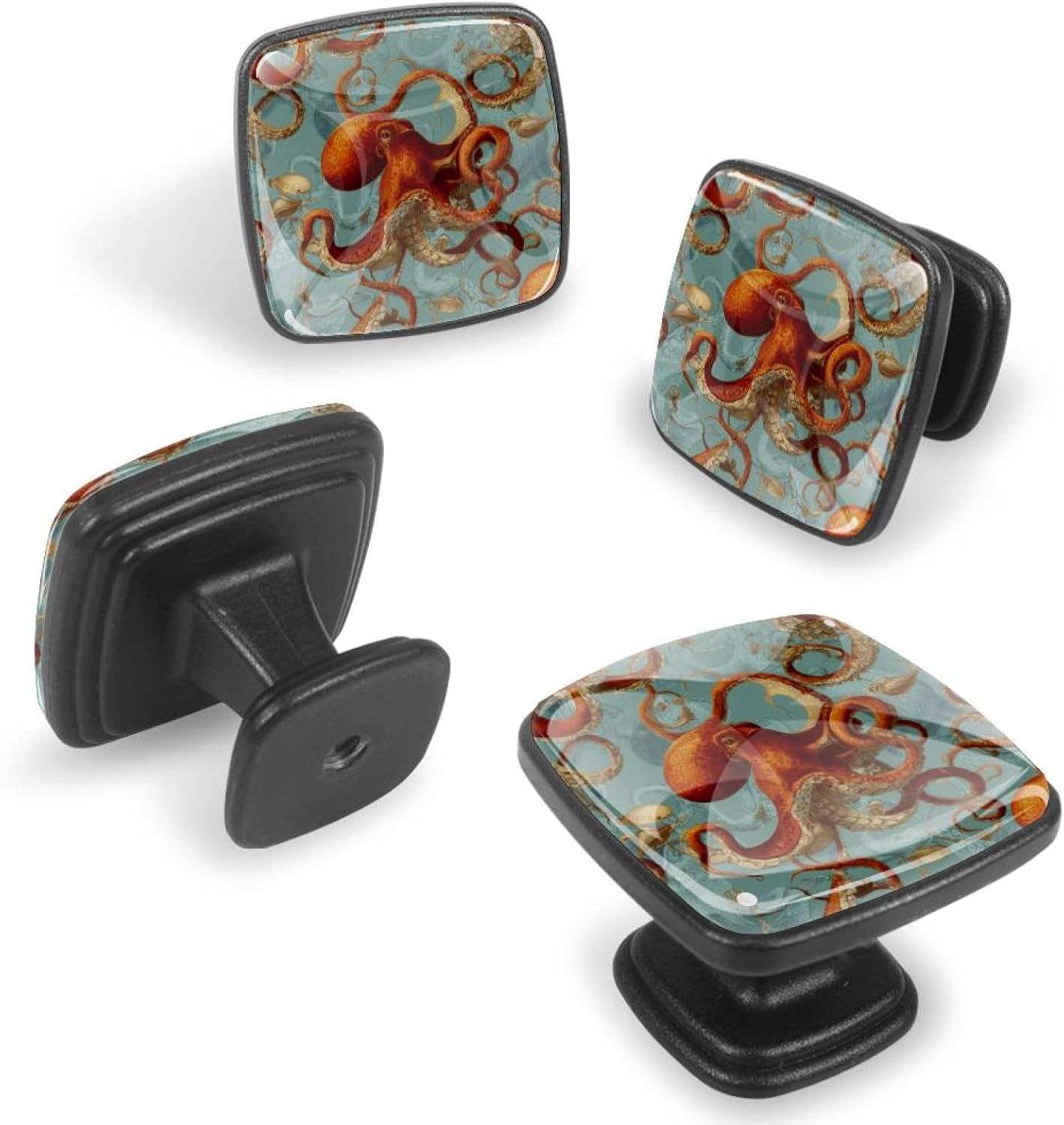 4 Pack Cabinet Knobs Drawer Pulls, 30mm Round ABS Glass Drawer Hardware Growing Butterfly Cabinet Handles with Screws for Dressers Kitchens Cupboard