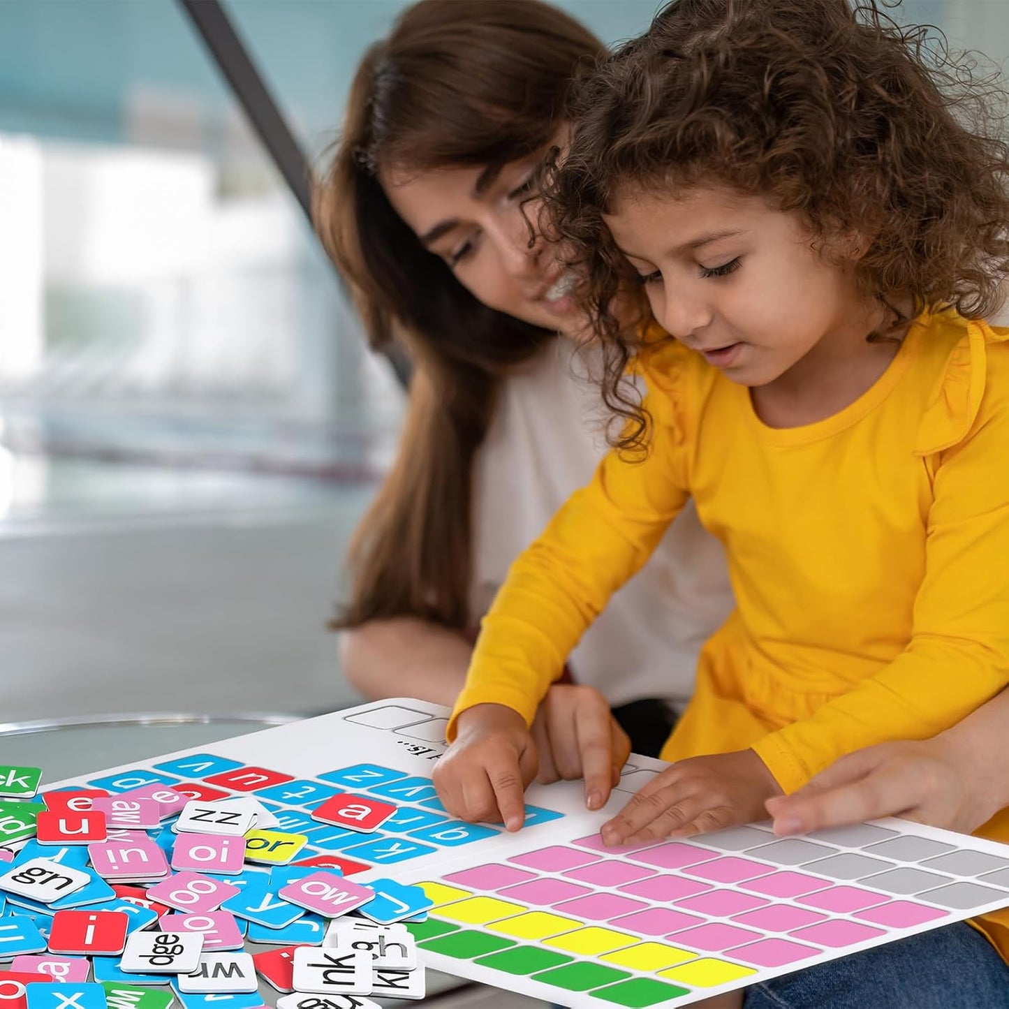 Ireer 6 Set Phonics Magnetic Letter Tiles Set Spelling Reading Games Board Manipulative Phonemic Awareness Sentence Building Alphabet ABC Fridge Magnets Homeschool Classroom Learning Activity