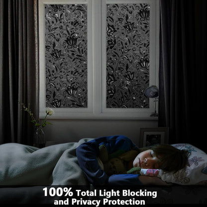 LEMON CLOUD Window Film, Decorative Window Privacy Film, Window Film Privacy Static Cling Frosted, Anti-UV Sun Blocker Heat Control for Home(Grayish Black, 17.5 x 78.7 inches)