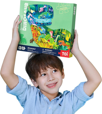 TOI Dinosaur Floor Puzzles for Kids Aged 6-8, 158 Pieces Animal Shaped Jigsaw Puzzles, Preschool Dinosaur Puzzle for Boys and Girls Educational Toy