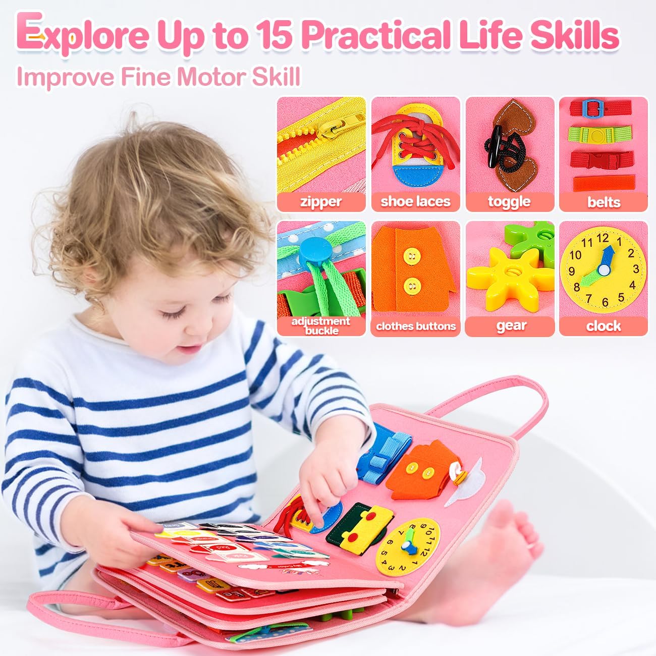 SYHLN Toddler Montessori Busy Board Toys for Little Girl Gifts: Educational Preschool Learning Travel Toys, Busy Book Learning Sensory Toys for Toddler Girls, Girls Unicorn Christmas Birthday Gifts