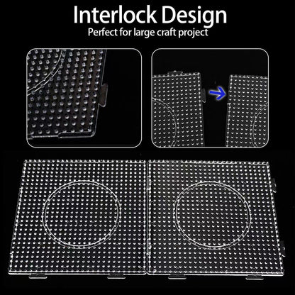 16 PCS 5mm Fuse Beads Pegboards - Large Square Clear Melty Beads Boards for DIY Craft Bead Bigger Projects