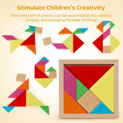 Wooden Puzzles Blocks Brain Teasers Logic Games for Classroom & Party Times,Jigsaw Puzzle Intelligence STEM Montessori Educatioanl IQ Toys Games for Kids Boys Girls Ages 3+ (3 Pack)