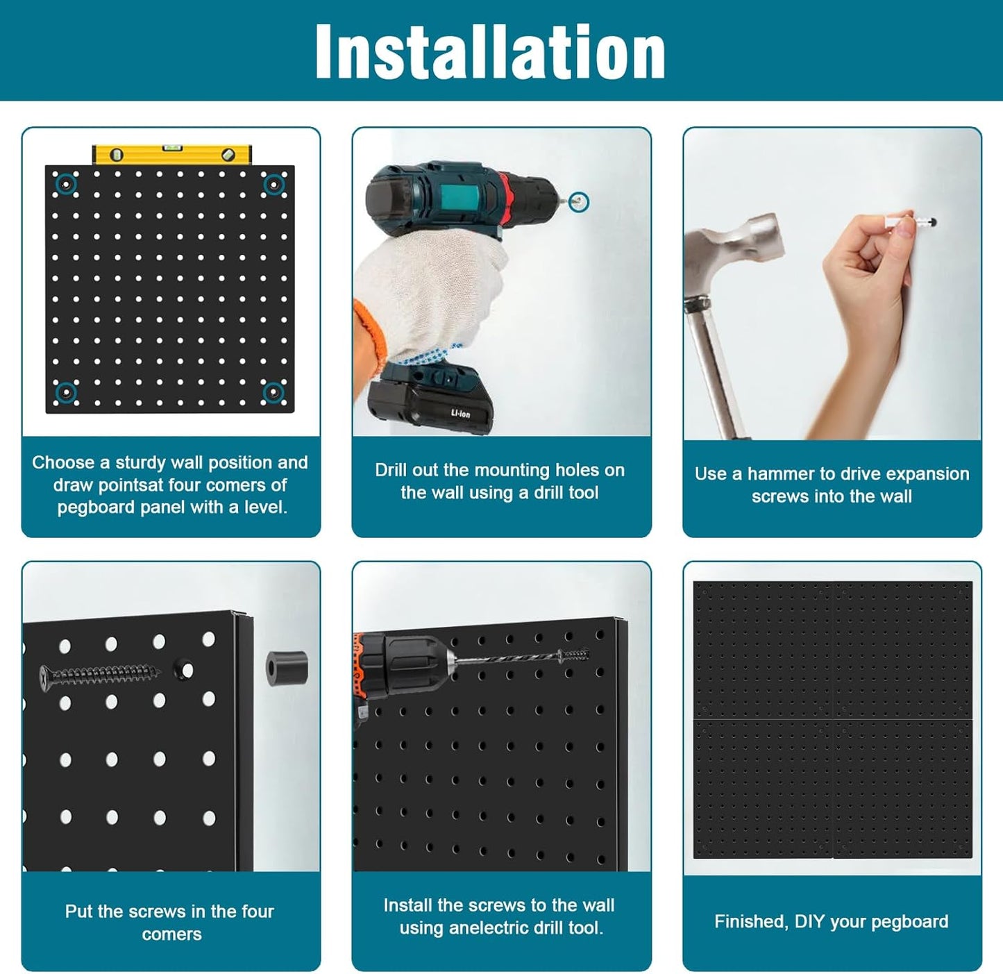 Peg Board Kit, Includes Pegboard and Accessories,with Hooks and Bins,Peg Board Wall Organizer for Office,Ornaments Display,Crafts Organization (66, White)