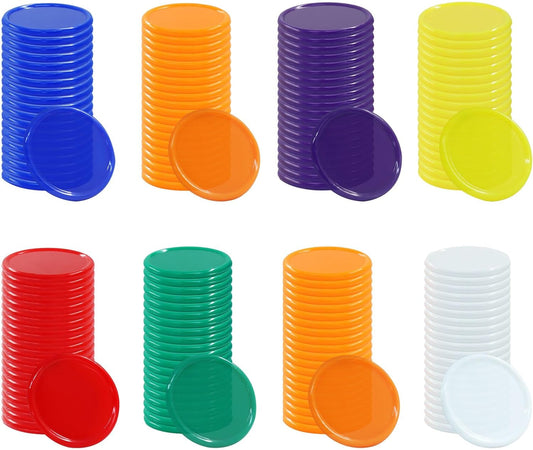 Zorfeter 400 PCS Plastic Learning Counters, 7 Colors Bingo Chips 1 Inch Poker Chips Educational Counting Discs, Markers Chips for Math Practice