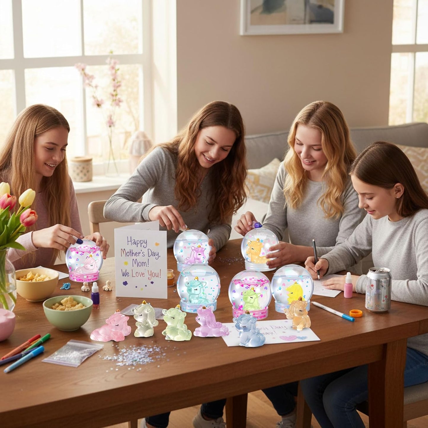 12 Sets DIY Duck Snow Globe Kit for Kids, 12 Globe Bottles, Glow in The Dark Duck Figurines, Glitter Sequins & Mini Hot Glue Gun, Summer Fun Craft Activity Set, Birthday Party Favor Gift