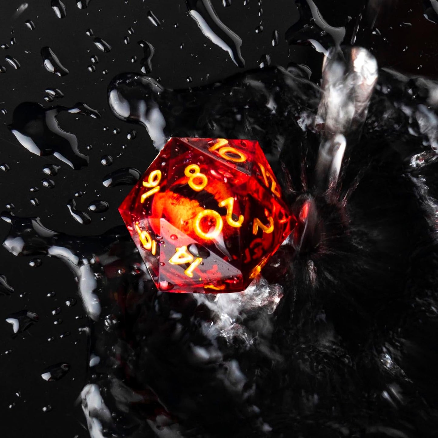 YEMEKO Beholder'S Eye D20 Dice Dragon Eye DND 22MM Single with Resin Sharp Edge 20 Sided D&D Handmade Polyhedral for Dungeons and Dragons, RPG, Roleplaying Games MTG Table Games(Blue Gold)