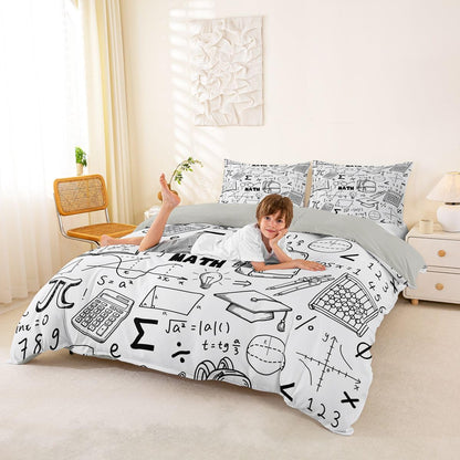 Erosebridal Chemistry Lab Bedding Set Twin Size Chemical Equation Duvet Cover for Boys Girls Chemical Elements Science Theme Comforter Cover Teens Kids Science Students Bedding School Dorm Room Decor