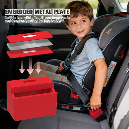 Morlike Silicone Seatbelt Secure Buckle Safety Cover Lock | Keep Children Safe in Car Seat and Prevent Kids from Accidentally Unbuckling | Buckle Guard Fits Almost Vehicles (red,2PACK)