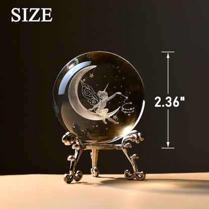 IFOLAINA 3D Solar System Crystal Ball 60mm Laser Engraved Glass Sphere Home Decor with Stand Solar System Planet Model Decor Space Universe Gifts for Astronomy Lovers