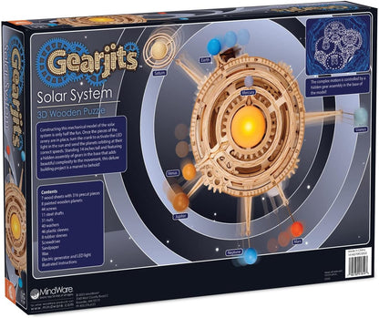 MindWare Gearjits: Solar System – Wooden 3D Building Puzzle for Teens & Adults – DIY Solar System Model – Fun for Parents Too! – Great STEAM Gifts for Ages 12+