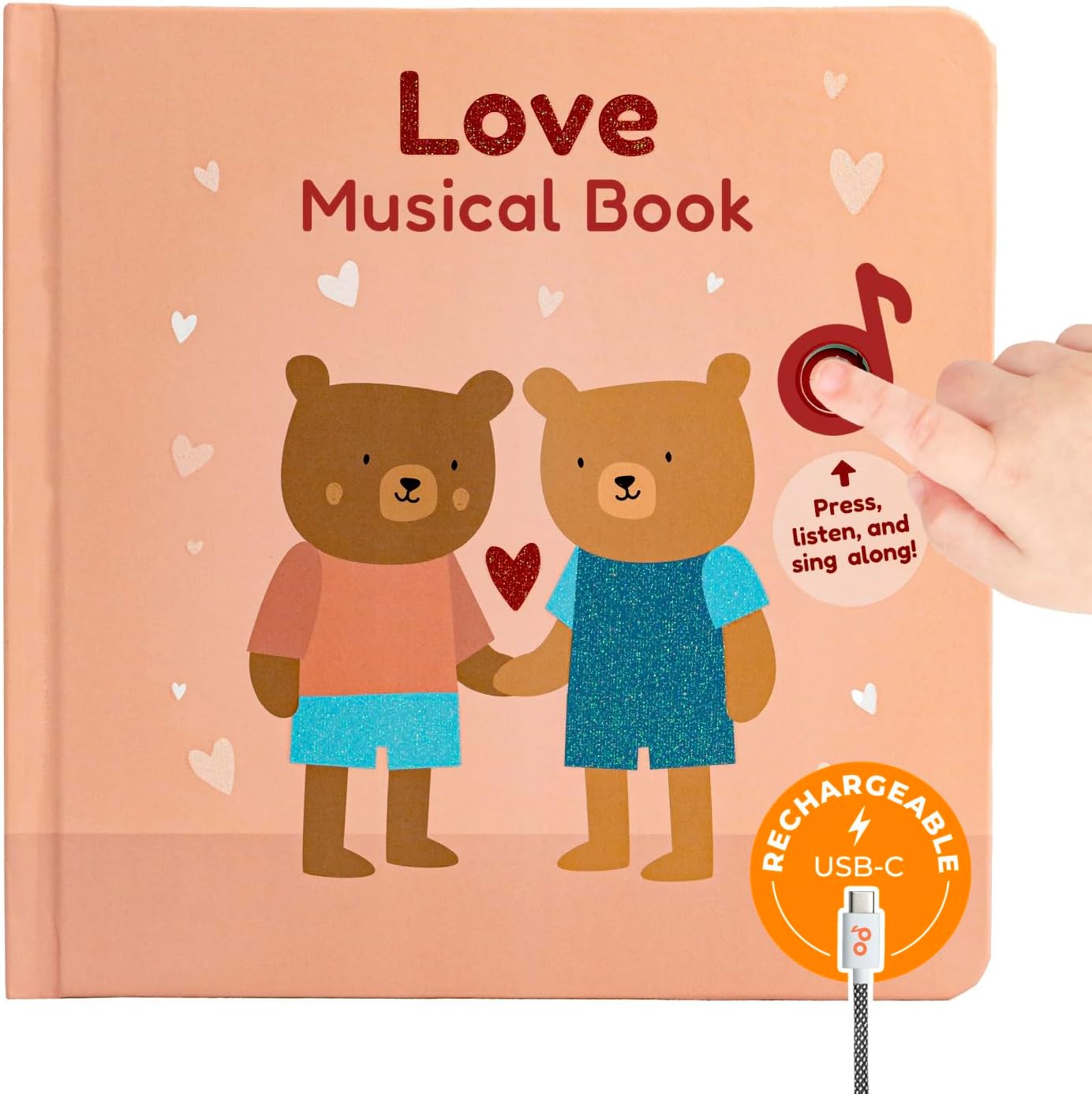 Cali's Books Rock Music Books for Toddlers 1-3 - Singing Button Sound Board Book for 2 Year Old Children, Musical Toddler Rock Songs Toys, 18 Month Interactive Learning Toy, USB-C Rechargeable