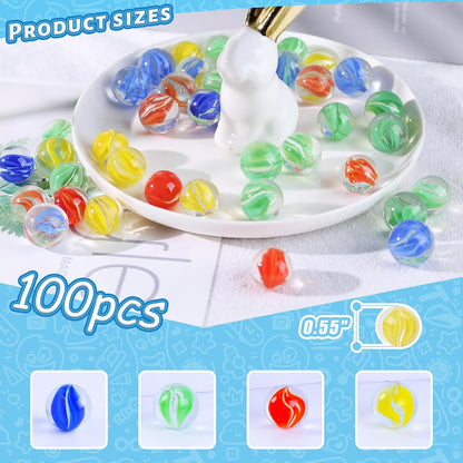 LovesTown 100PCS Glass Marbles Bulk, for Kids Marble Run Game, DIY and Home Decoration