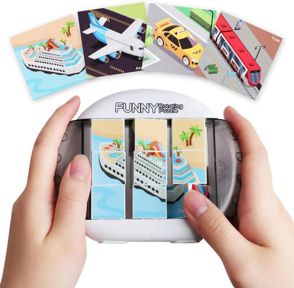 Rotating Puzzle for Kids 3 4 5 6 7 8 Year Old, 4 Puzzles in 1, Toddlers Travel, Car, Airplane, Road Trip Activities, Fine Motor Skills, Fidget, Gift for Boys & Girls Ages 3+ (Dinosaur)