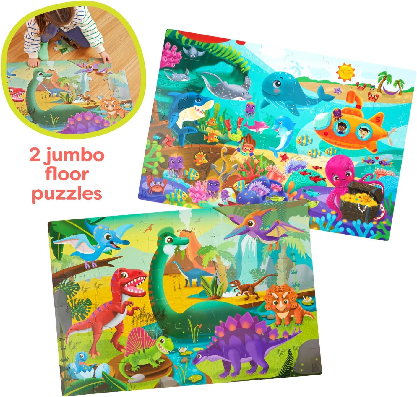 B. toys – Under The Sea Floor Puzzle – Kids Puzzles Jigsaw Puzzles – 48 Pieces Kids Puzzle with Ocean Animals – Educational 24 x 36-Inch Learning Toy for 3+ Years – Colorful Marine Life Adventure-Inch