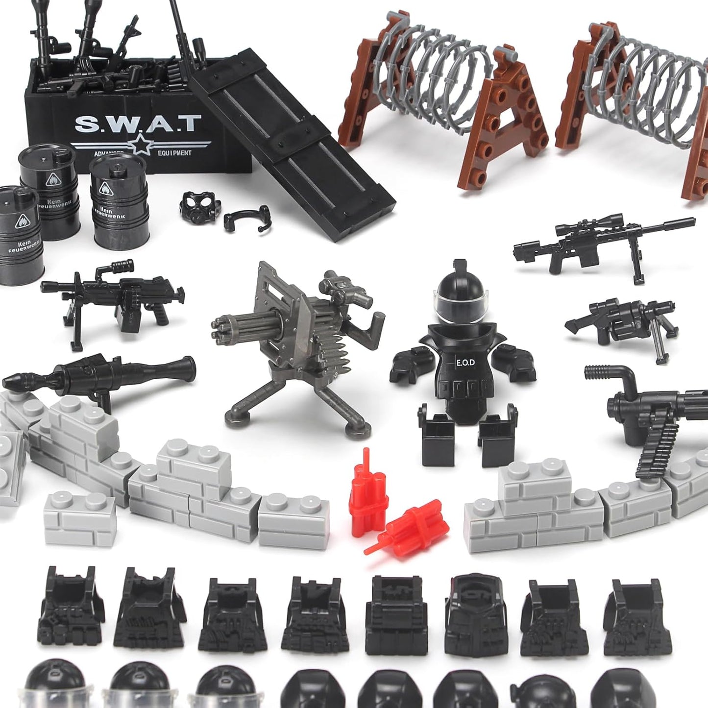 Feleph SWAT Equipment Pack City Army Toy Set for Special Weapons and Tactics Figures, Black Modern Military Bricks Kit Gear Accessories Building Blocks Compatible with Major Brand