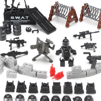 Feleph SWAT Equipment Pack City Army Toy Set for Special Weapons and Tactics Figures, Black Modern Military Bricks Kit Gear Accessories Building Blocks Compatible with Major Brand