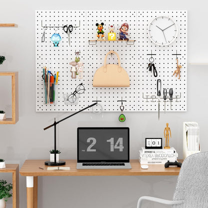 Peg Board Kit, Includes Pegboard and Accessories,with Hooks and Bins,Peg Board Wall Organizer for Office,Ornaments Display,Crafts Organization (66, White)
