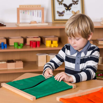 MONTESSORI OUTLET Montessori Practical Life Frames for Fine Motor Skills & Independence Development | Zipping Frame to Learn to Zip Clothes (Ages 3-6)