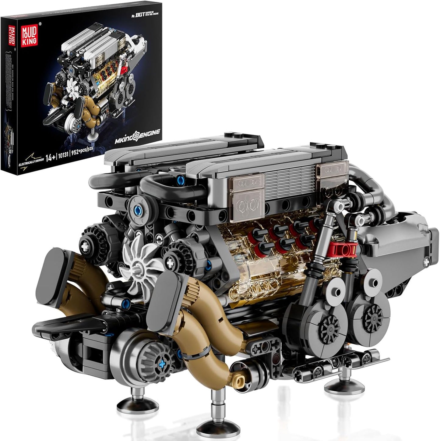 Mould King Mini V8 Engine Kits That Runs, Build Your Own Visible Car Motor, Physical Science Experiment Models for Teens, Best STEM Toy Gifts for 14+ and Adult 10171 (487 Pcs)