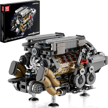 Mould King Mini V8 Engine Kits That Runs, Build Your Own Visible Car Motor, Physical Science Experiment Models for Teens, Best STEM Toy Gifts for 14+ and Adult 10171 (487 Pcs)