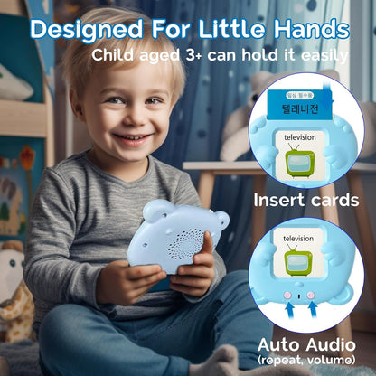 English Flash Cards Bilingual - Japanese Talking Flash Cards for Kids, Pocket Speech for Toddlers 3-12, 510 Sight Words of 31 Varieties, Sensory Toys Children with Autism (Japanese, Blue)