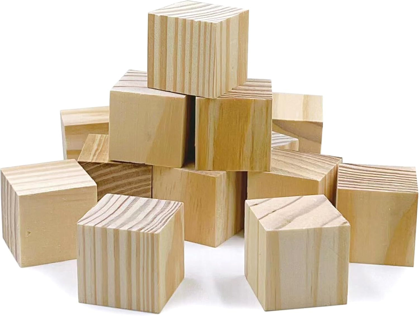 Wood Blocks for Crafts, Unfinished Wood Cubes, 2 Inch Natural Wooden Blocks, Pack of 8 Wood Square Blocks, Wooden Cubes for Arts and Crafts and DIY Projects