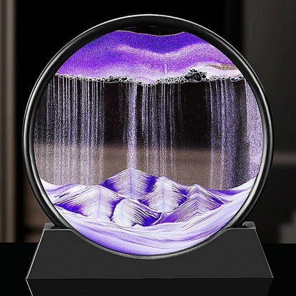 Arthink Moving Sand Art Picture in Motion Round Glass 3D Deep Sea Landscape, Dynamic Sand Art Sandscapes, Sensory Relaxing Desktop