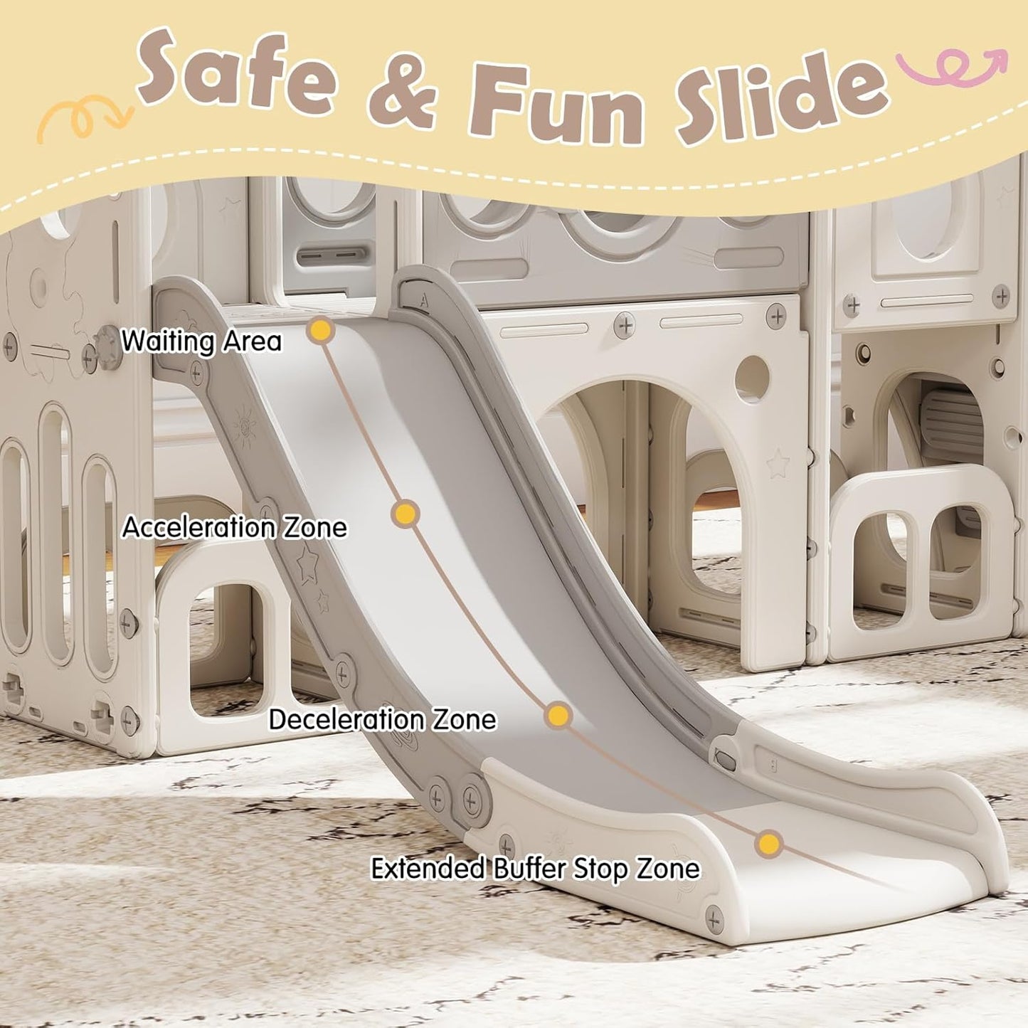kinbor 6 in 1 Toddler Slide PlaySet - Indoor Outdoor Fun for Kids Ages 1-3, Includes Basketball Hoop, Telescope, Storage & Climber, Safe, Sturdy Baby Slide for Backyard Playground, Blue