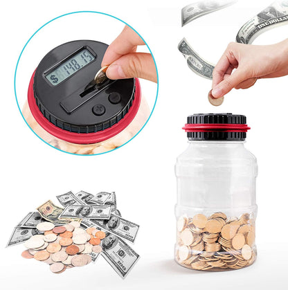 Large Piggy Bank for Adults Kids, Vcertcpl Digital Coin Counting Bank with 1.8L Capacity, Great Coin Bank Money Jar for Adults Kids with Saving Goals, Bank for All US Coins (Green B)