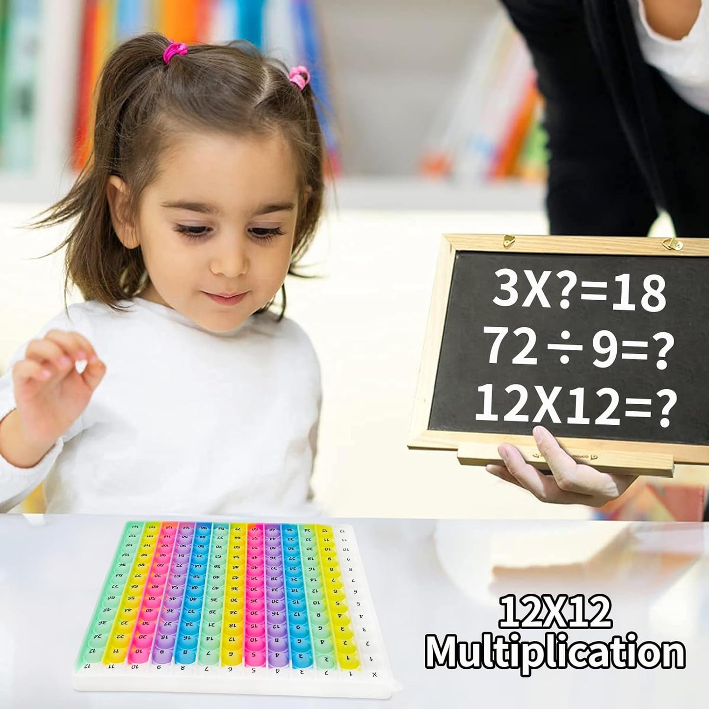 12x12 Multiplication Chart Pop Toy Board, Math Games for Kids, Educational Math Manipulatives, Classroom Learning Supplies, Stress Relief Fidget Toy for Kids & Adults with Anxiety