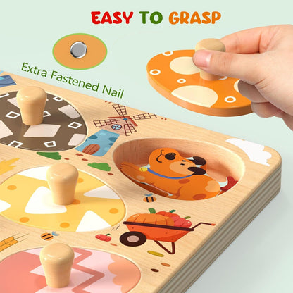 Zeoddler Easter Wooden Puzzles for Toddlers, 8 Pcs Farm Animal Matching Egg Puzzle, Montessori Toys for Boy Girl Birthday Gifts, Preschool Learning Activities & Educational Toys for Boys, Girls