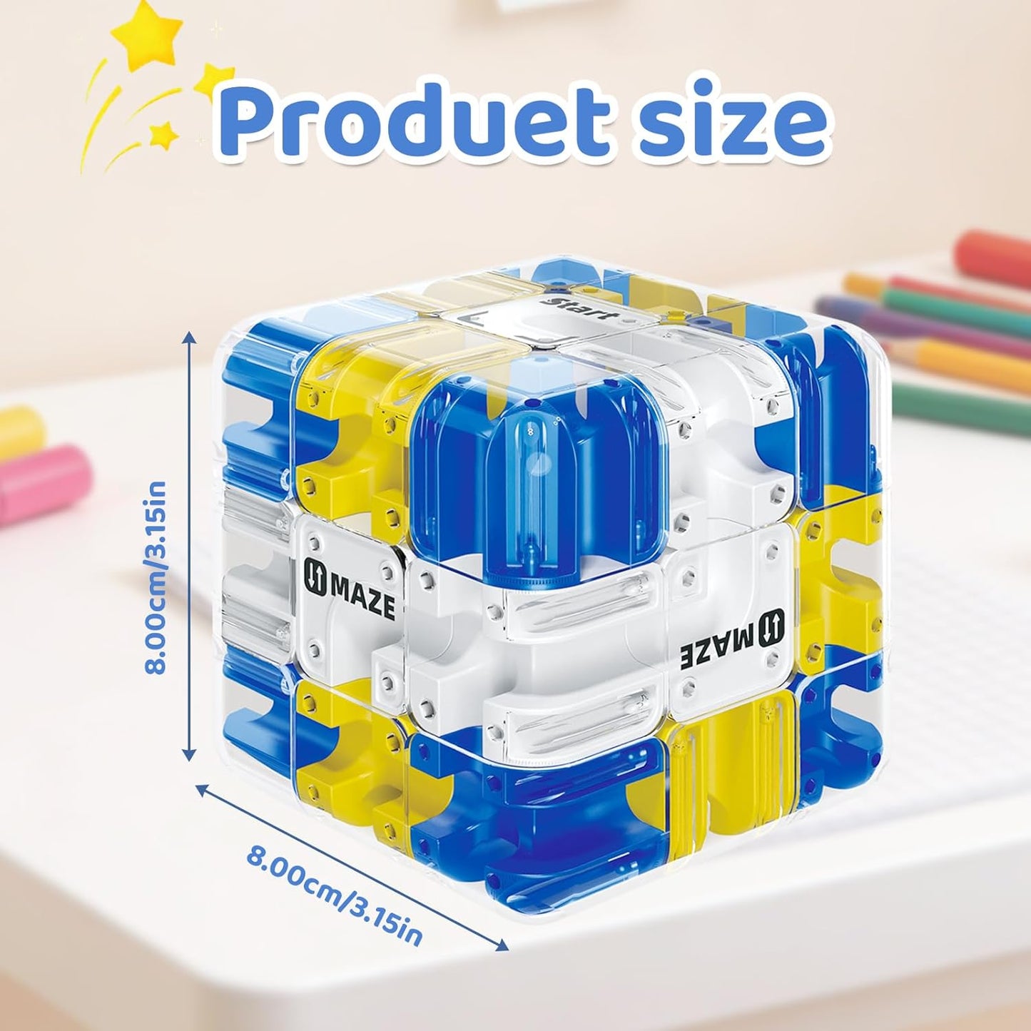 Large 3D Maze Cube Puzzle - Rolling Ball Labyrinth Game, Marble Maze Cube for Kids & Adults, Brain Teaser Educational Toy for Problem Solving & Cognitive Development