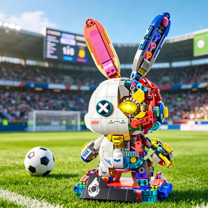 Mechanical Bunny Building Set for Adults,LED Light-Up Eyes Cute Cyberpunk Bunny Building Toy with Display Stand,STEM Poseable Animal Model Kit for Kids,for Boys Girls 8-14+ (1377PCS)