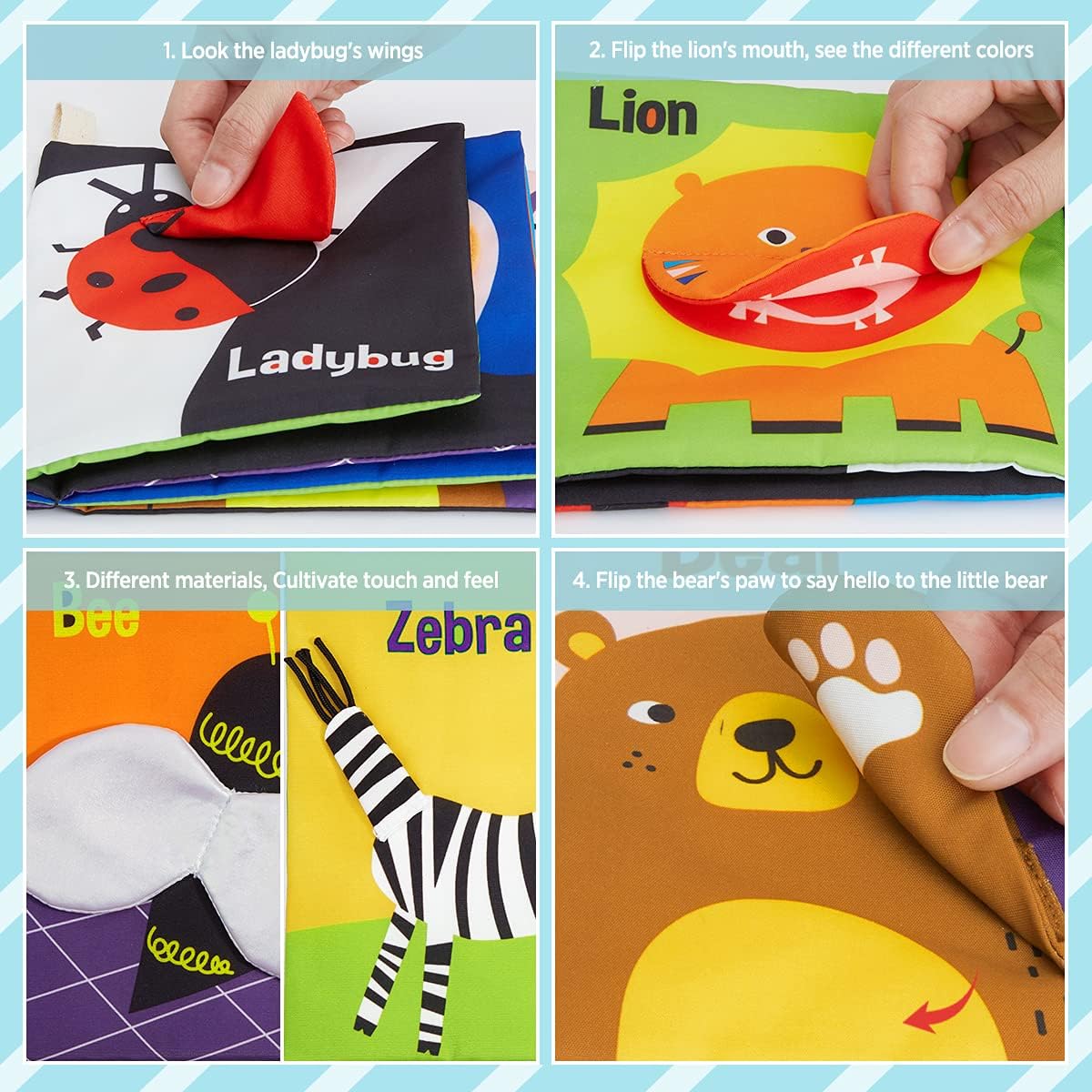 beiens High Contrast Black and White Baby Book - Touch and Feel Crinkle Sensory Toy - Visual Stimulation Interactive Montessori Toys for 0-12 Months Infant Newborn - Baby Gift for Boys Girls