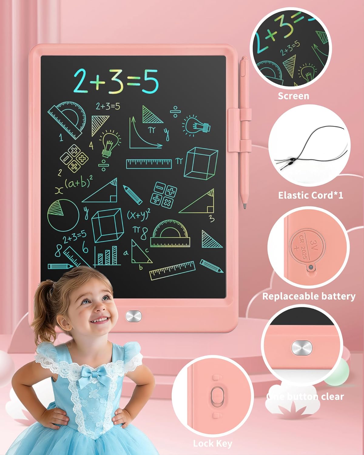 Magnetic LCD Writing Tablet for Fridge, 13 Inch Writing Tablet for Kids, Toddler Drawing Pad, Learning Toys for Boys Girls Ages 3.4.5.6.7.8, Writing Board for to-Do Lists and Family Messages (Blue)