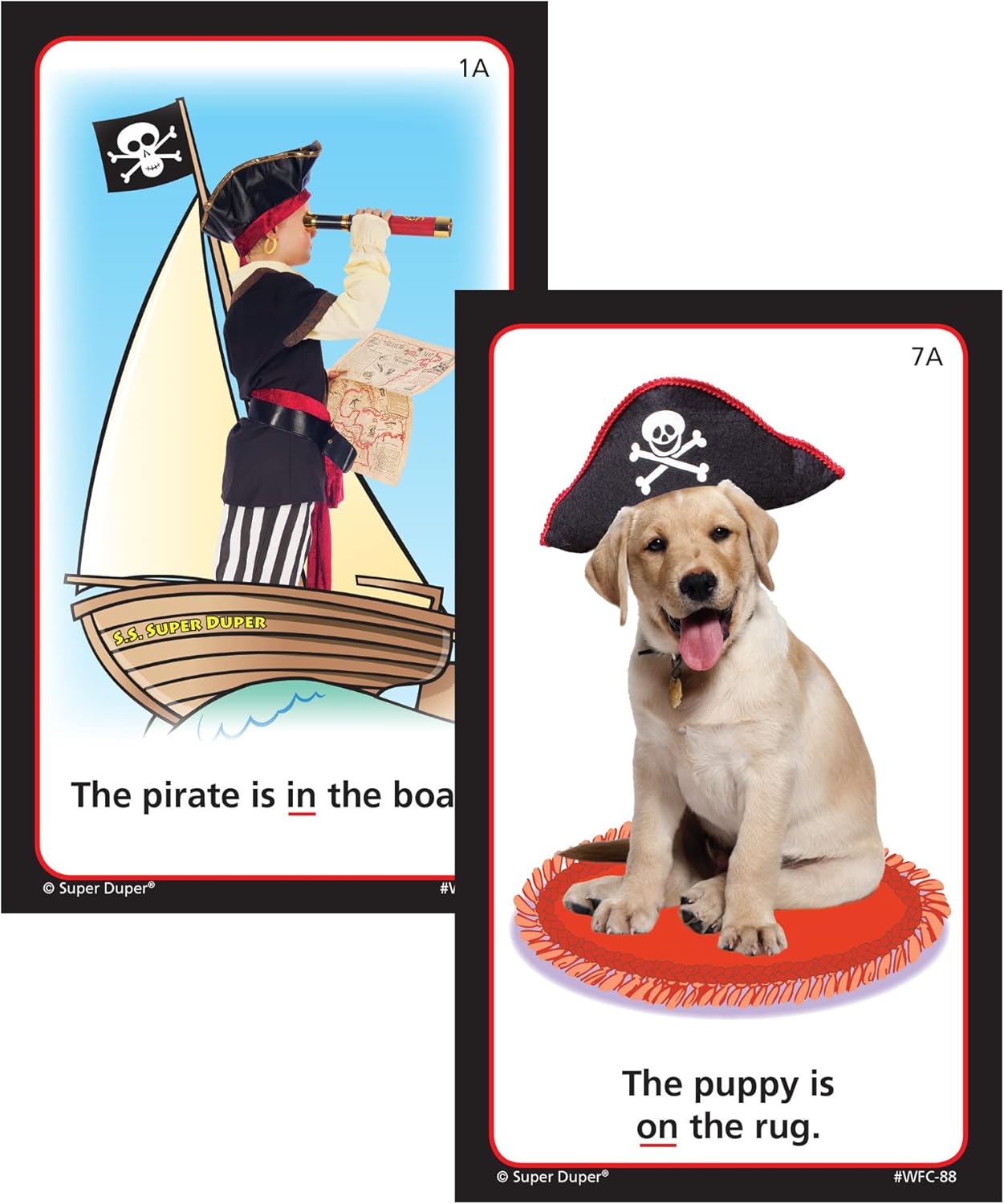 Super Duper Publications | Pirates & Pals Preposition Fun Deck Flash Cards | Educational Learning Resource for Children