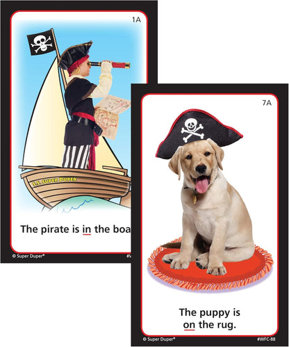Super Duper Publications | Pirates & Pals Preposition Fun Deck Flash Cards | Educational Learning Resource for Children