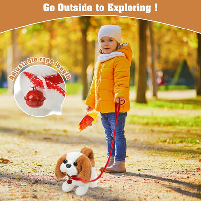 KSABVAIA Plush Teddy Toy Puppy Electronic Interactive Dog - Walking, Barking, Tail Wagging, Stretching Companion Animal for Kids Toddlers