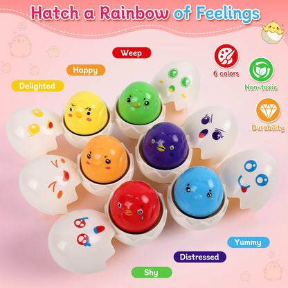 USATDD Matching Eggs for Toddlers Montessori Geometric Eggs Color & Shape Recognition Toy, Fine Motor Skills Shape Sorter Puzzle, Easter Eggs Toys Gifts for Kids, Easter Basket Stuffers