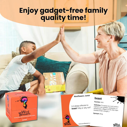? WORD TEASERS Junior - Vocabulary Word Game for Kids 8+ - Fun Family Conversation Starters - Reading Games for Elementary & Middle School - 150 Vocabulary Flash Cards/Conversation Cards