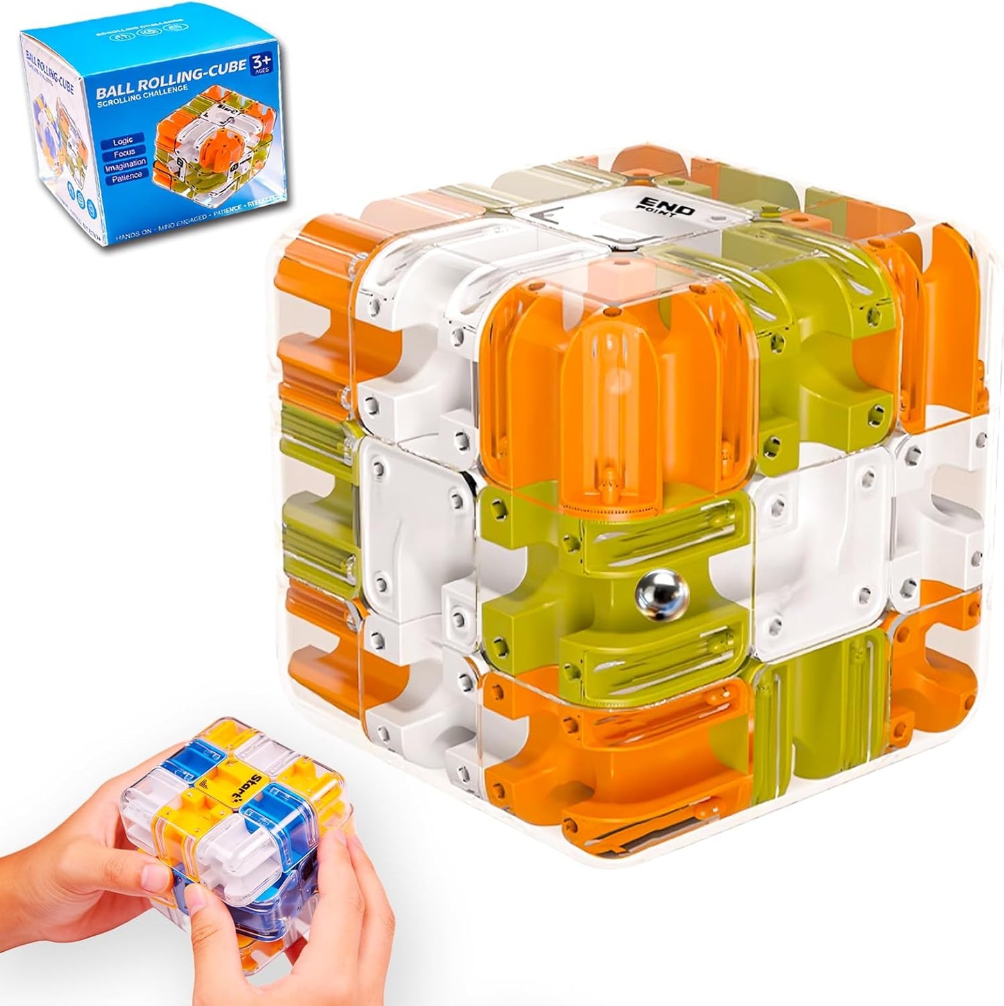 2Packs 3D Rolling Ball Maze Cube Puzzle - Maze Cube for Kids Labyrinth 3D Puzzle Maze Cube Ball Twist Roll Brain Teaser Toys, Cultivate Logical Thinking for Puzzle Cube Gift for Adults Teens Kids