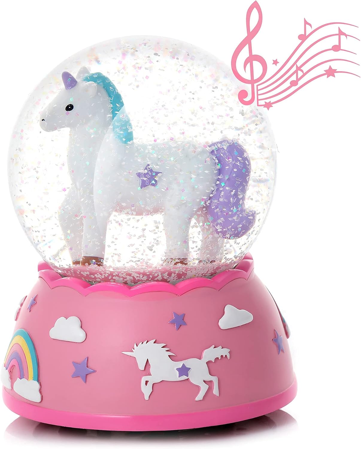 Shatterproof Unicorn Snow Globe for Girls - Handpainted with Musical Melody - Plastic Snow Globes for Kids - Unbreakable Snow Globe - Child Safe
