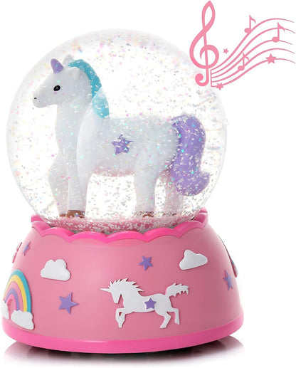 Shatterproof Unicorn Snow Globe for Girls - Handpainted with Musical Melody - Plastic Snow Globes for Kids - Unbreakable Snow Globe - Child Safe