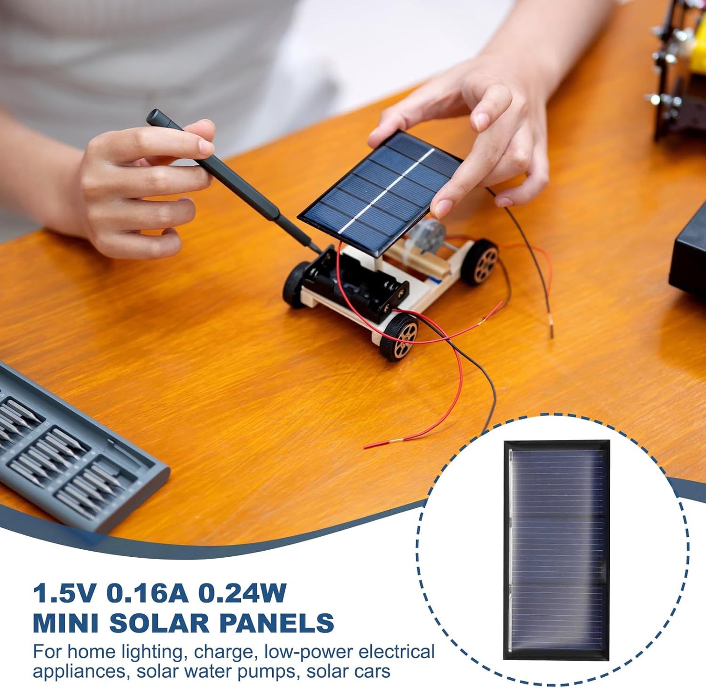 MECCANIXITY 8PCS 1.5V 0.09W 0.06A Mini Solar Panels for Solar Power, Small Solar Photovoltaic Cells Charge DIY Electric Toy Materials Solar System Kits, 1.18" x 1.18"